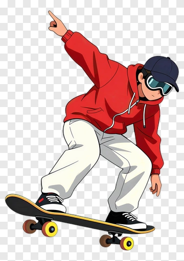 Skateboarder In Red Hoodie PNG