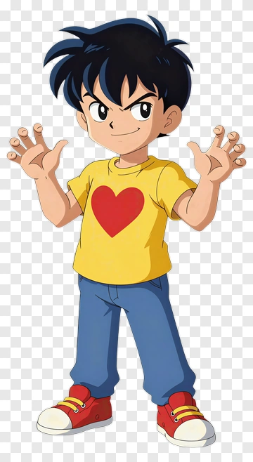 Anime Boy With Heart T-Shirt PNG