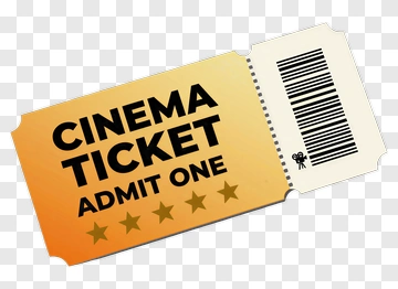 Cinema Ticket With Bar Code And Stars PNG