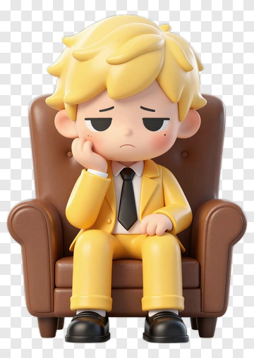 Yellow Suit Boy Sitting On Chair PNG