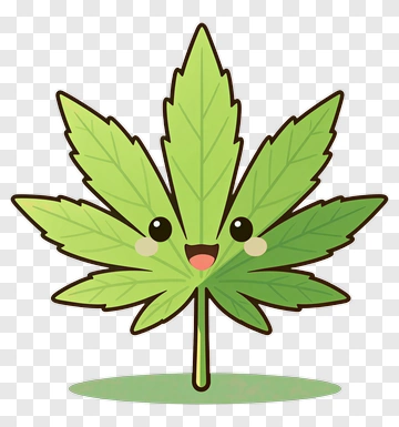 Cute Cartoon Cannabis Leaf PNG