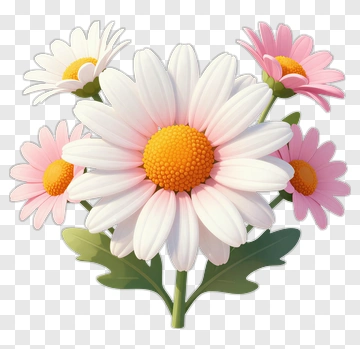 White And Pink Daisy Bouquet PNG