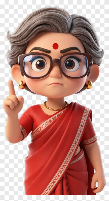 Cartoon Grandmother Pointing Up PNG