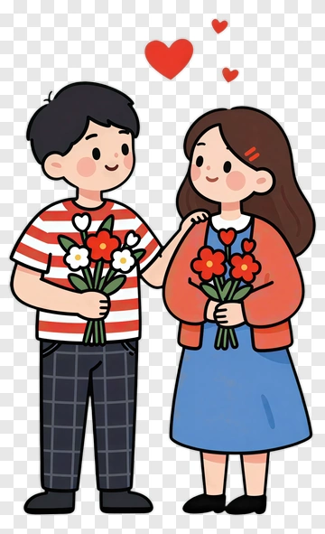 Boy Giving Flowers To Girl PNG