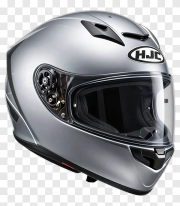 Silver Motorcycle Helmet With HJC Logo PNG