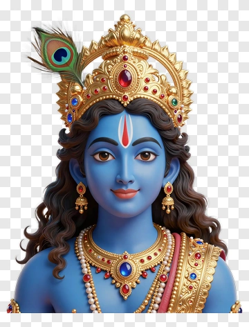 Blue-skinned Deity With Golden Adornments PNG