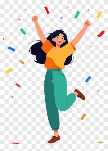 Woman Celebrating With Confetti PNG