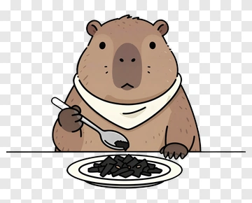 Capybara Eating With Spoon PNG