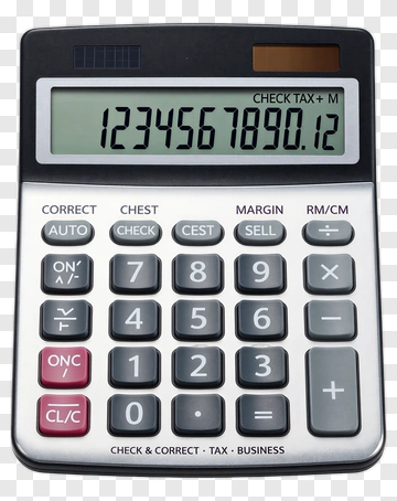 Black And Silver Calculator With Numeric Display PNG