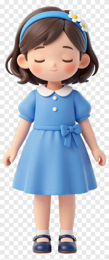 Cute Girl In Blue Dress PNG