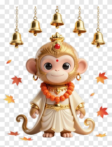 Golden Monkey King With Festive Decorations PNG