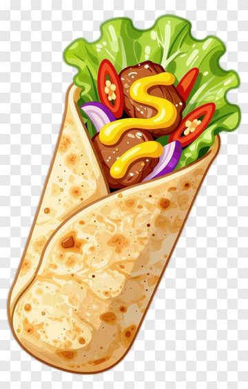 Delicious Burrito With Fresh Toppings PNG