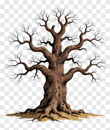 Ancient Tree With Intricate Roots And Branches PNG
