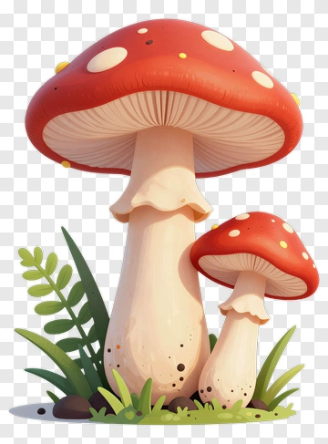 Red Toadstools In A Forest Setting PNG