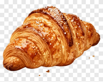 Golden Croissant With Sugar And Glaze PNG