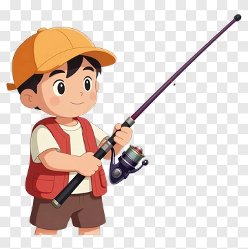 Boy With Fishing Rod PNG