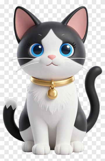 Cute Black And White Cat With Blue Eyes PNG