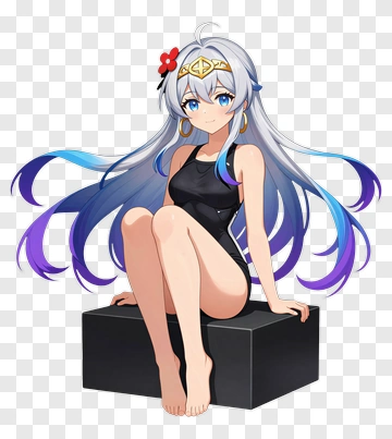 Anime Girl With Silver Hair And Blue Eyes PNG