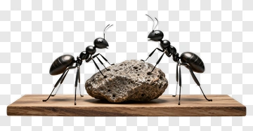 Two Ant Sculptures Pushing A Rock PNG