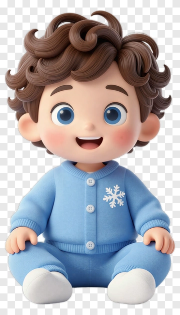 Happy Cartoon Baby With Curly Hair PNG