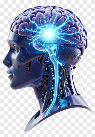 Robot Brain With Neural Activity PNG