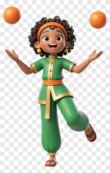 Child Juggling Oranges In Traditional Outfit PNG