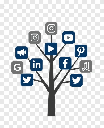 Social Media Icons Arranged In Tree Structure PNG