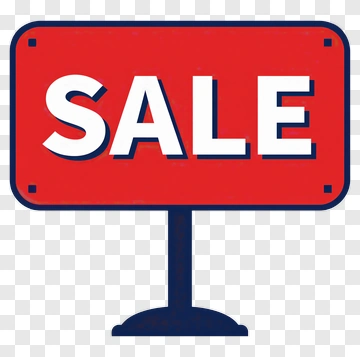 Red Sale Sign With White Lettering PNG
