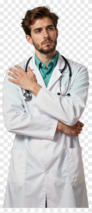 Young Male Doctor In White Coat PNG
