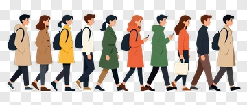 Group Of People Walking In Line PNG