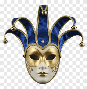 Jester Mask With Gold And Blue Details PNG