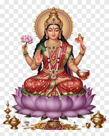 Goddess Lakshmi Seated On Lotus PNG