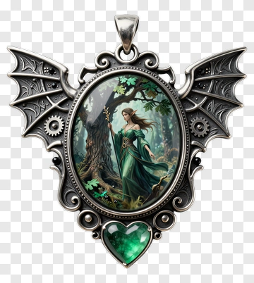Fairy Pendant With Emerald Gemstone PNG