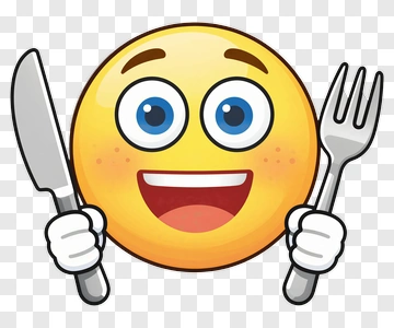 Happy Emoji Holding Knife And Fork PNG