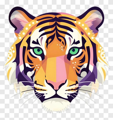 Colorful Tiger Face PNG