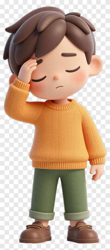 Sleepy Boy In Orange Sweater PNG