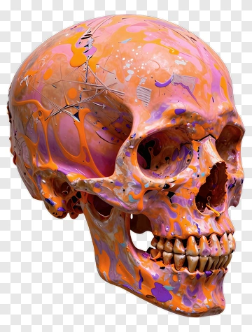Painted Skull Art PNG