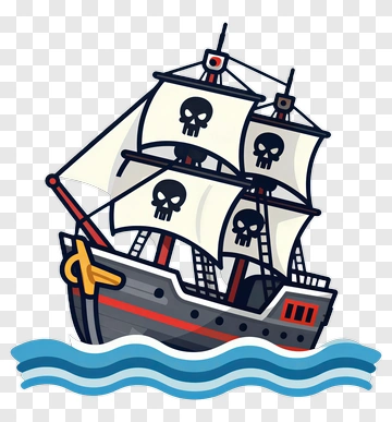 Pirate Ship With Skull Sails PNG