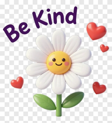 Be Kind Flower With Hearts PNG