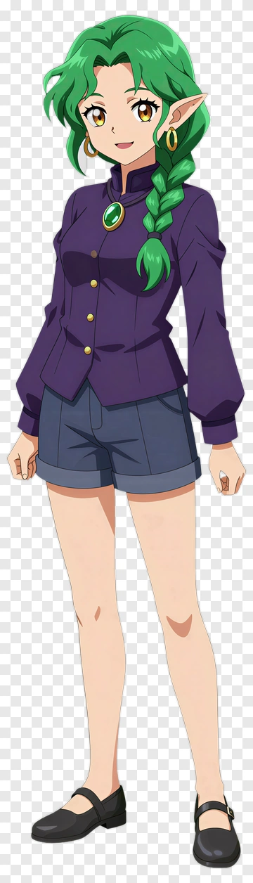 Elf Girl With Green Hair PNG