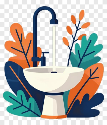 Modern Sink With Natural Elements PNG