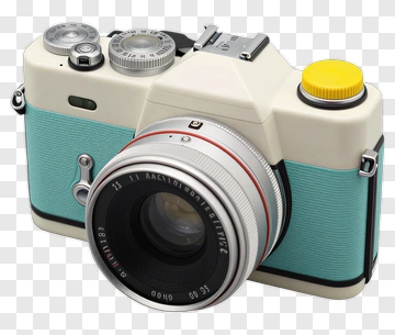 Vintage Camera With Cyan And White Body PNG