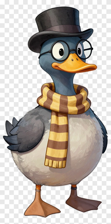 Duck In Top Hat And Scarf PNG