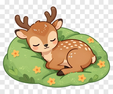 Sleeping Fawn In Flower Patch PNG