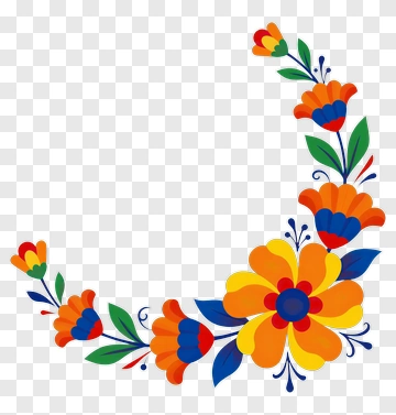 Colorful Flower Corner Design PNG