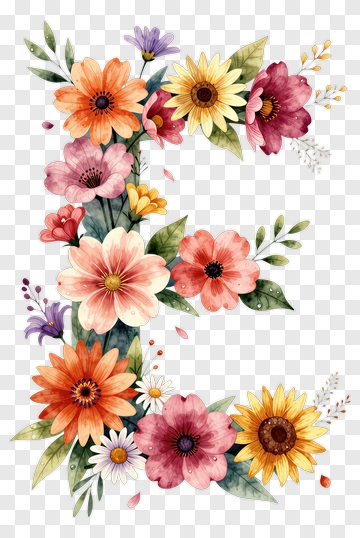 Watercolor Flower Letter Z PNG