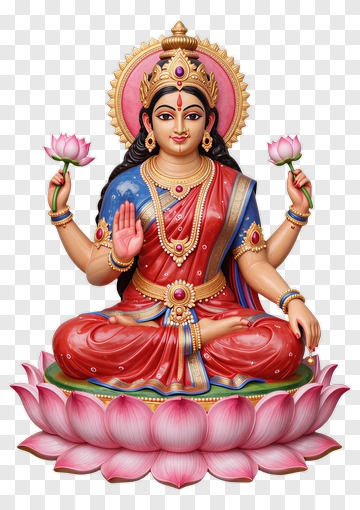 Goddess Lakshmi Seated On Lotus PNG