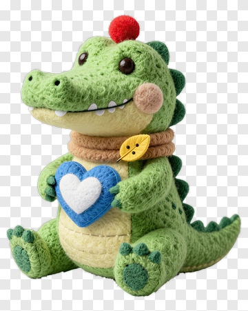 Cute Felt Crocodile Toy PNG
