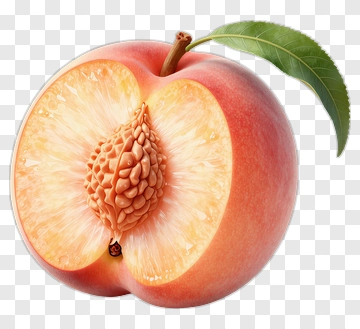 Sliced Peach With Leaf PNG