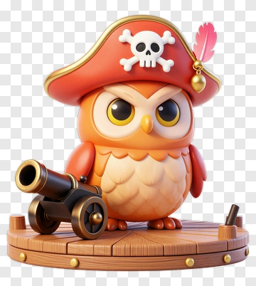 Pirate Owl With Cannon PNG